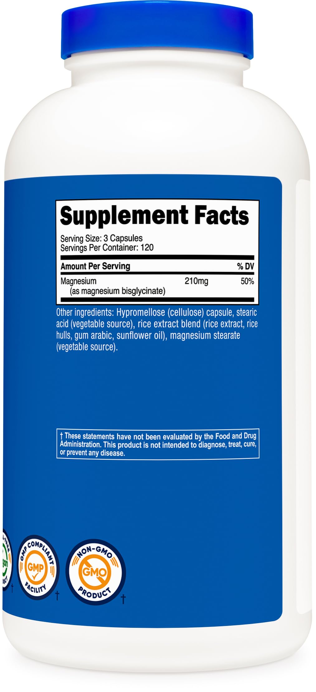 Magnesium Glycinate Capsules (180 Capsules, 210 mg Per Serving)