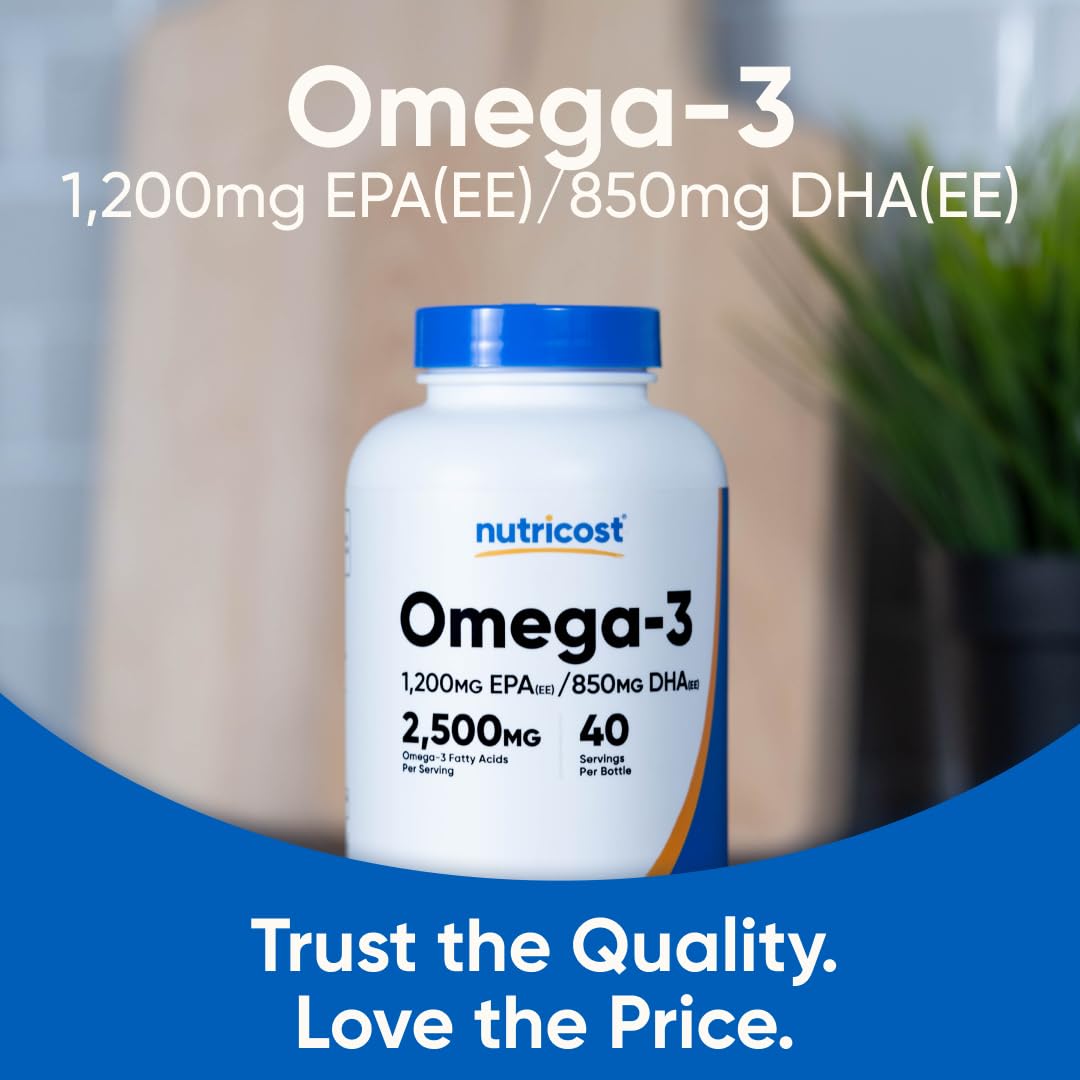 Omega 3 Fish Oil - 2500MG, 120 Sofgels, 1200mg EPA 850mg DHA - Non-GMO, Gluten Free
