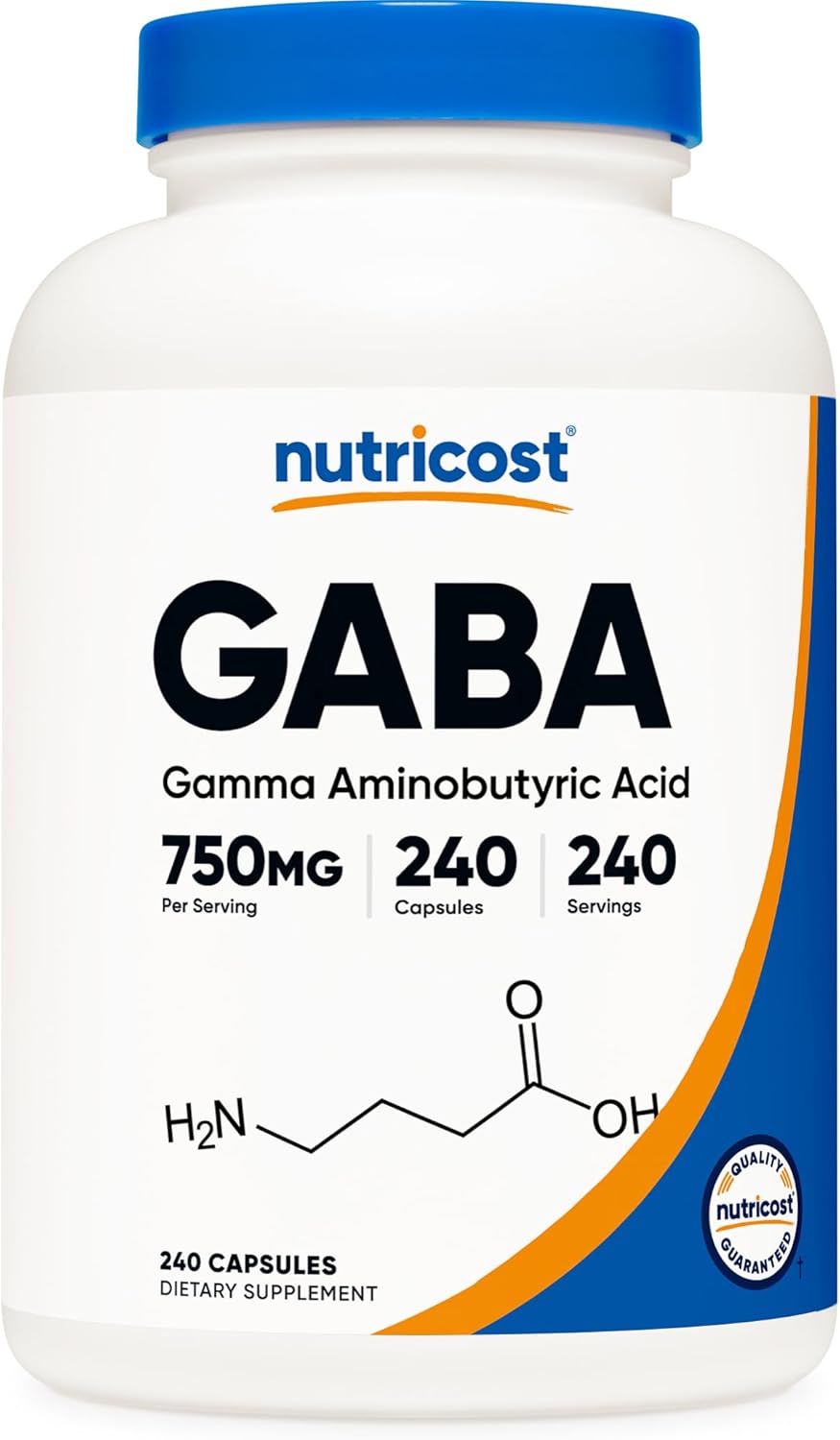 GABA (Gamma Aminobutyric Acid) 750mg, 240 Capsules, 240 Servings - Non-GMO, Gluten Free