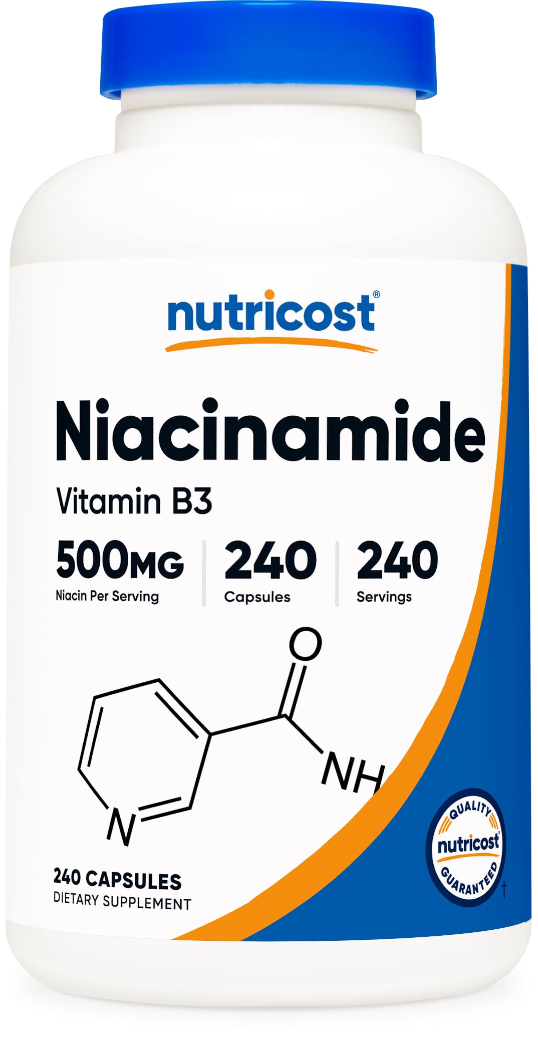 Niacinamide (Vitamin B3) 500mg, 240 Capsules - Non-GMO, Gluten Free