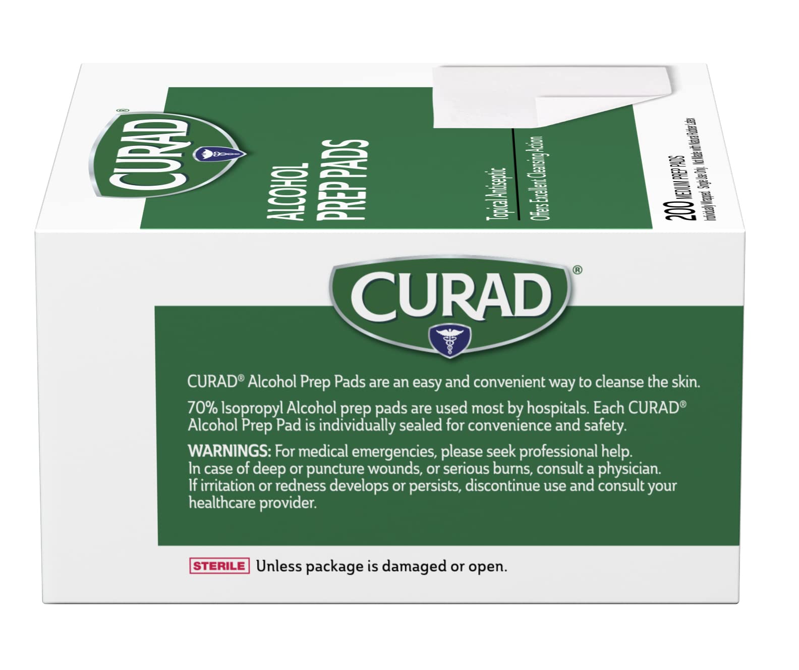 Curad Alcohol Disinfectant Prep Pads, 2-ply, Medium Size, 200 Count
