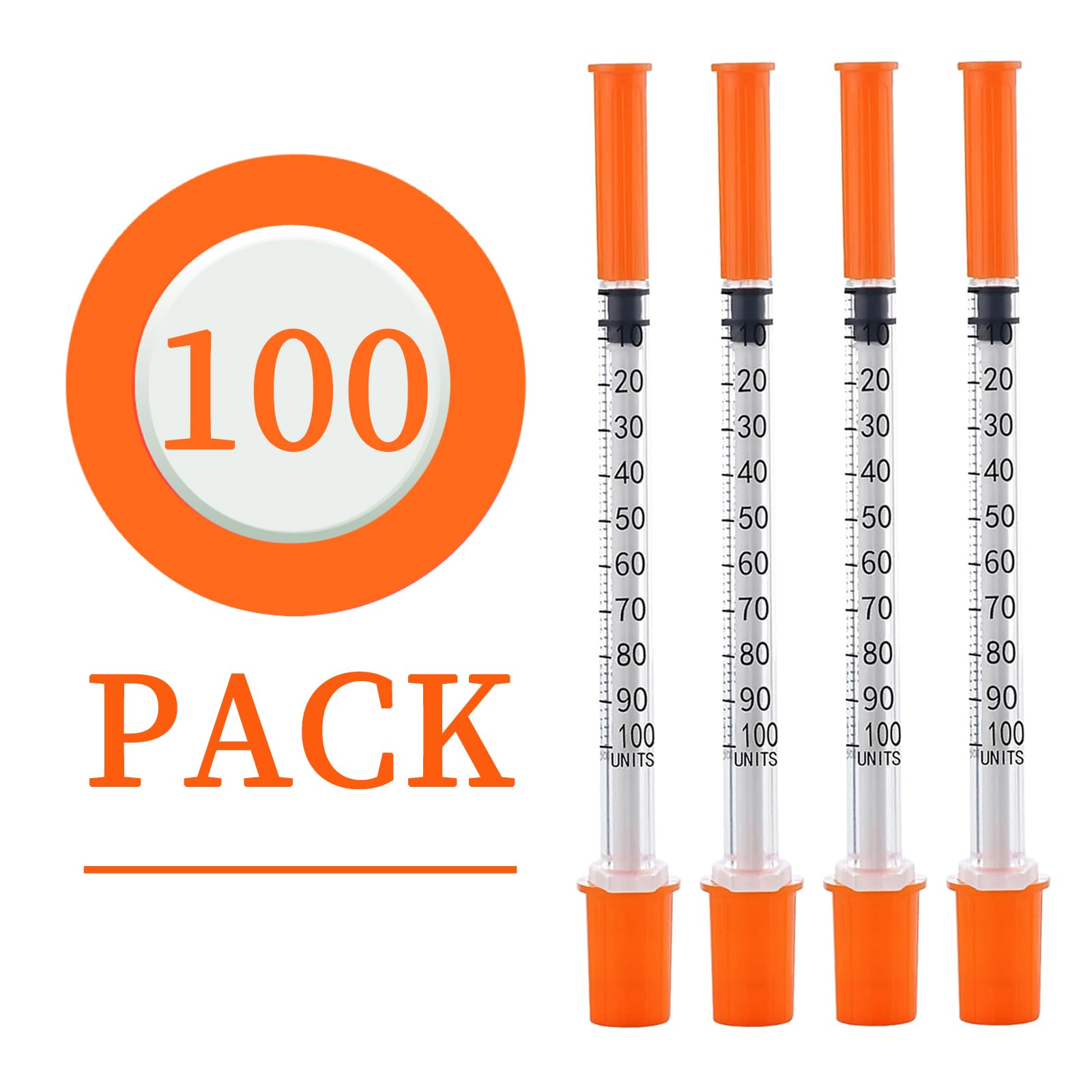 100PACK 1ML Syringe with 30G 1/2" (13mm) Needle, Individually Wrapped Lab Supplies (1CC 30G 1/2"-100PACK)