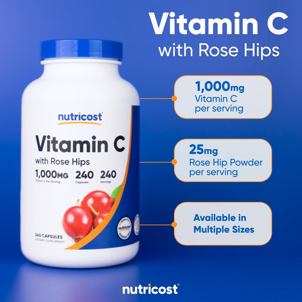 Vitamin C 1000mg, 120-240 count, Premium, Non-GMO, Gluten Free Supplement