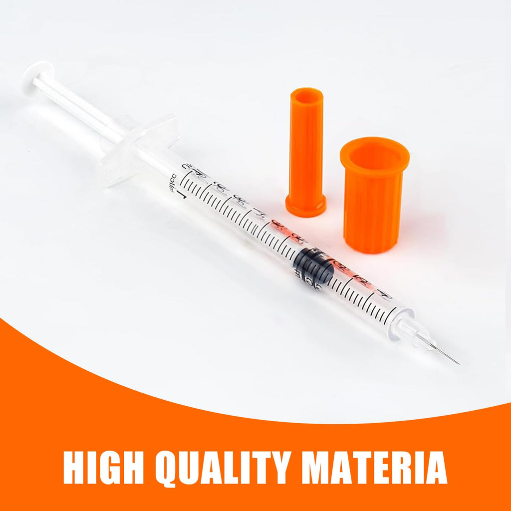100PACK 1ML Syringe with 30G 1/2" (13mm) Needle, Individually Wrapped Lab Supplies (1CC 30G 1/2"-100PACK)