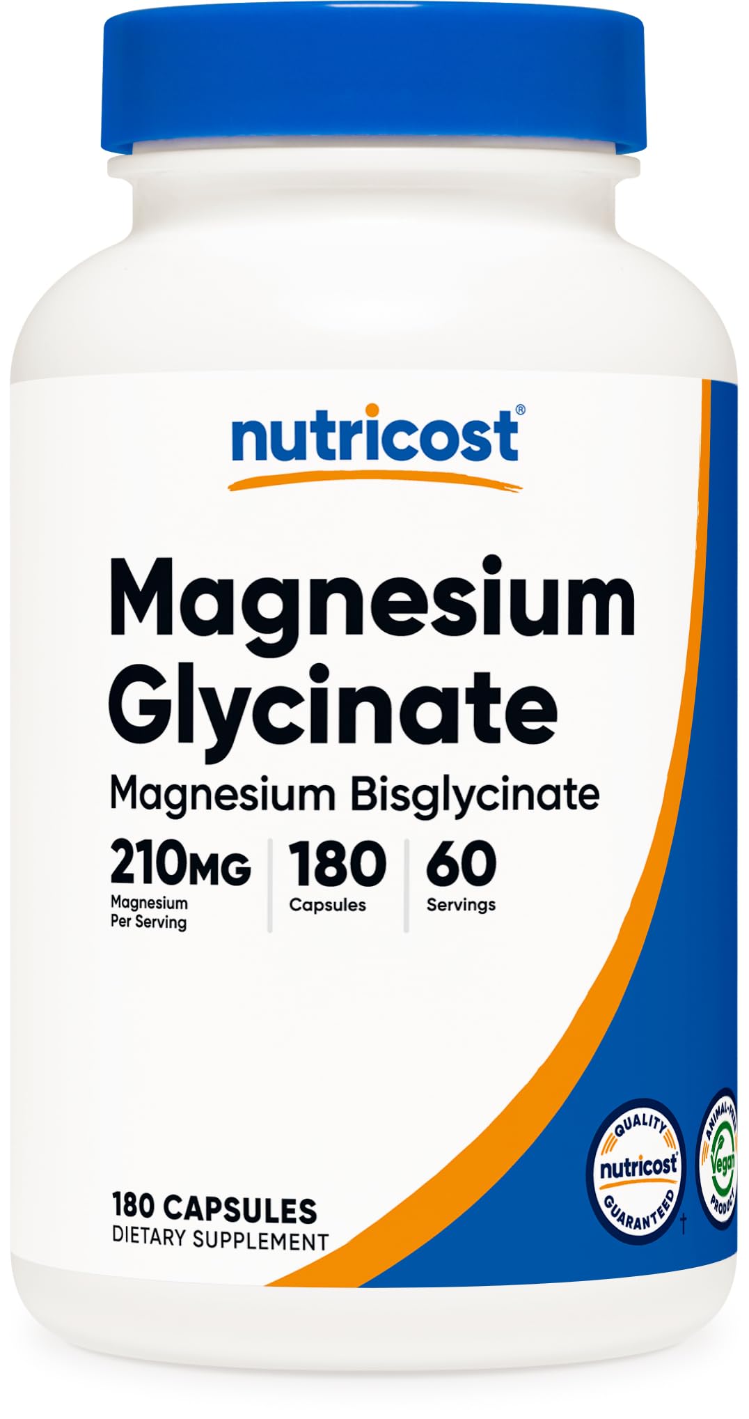 Magnesium Glycinate Capsules (180 Capsules, 210 mg Per Serving)