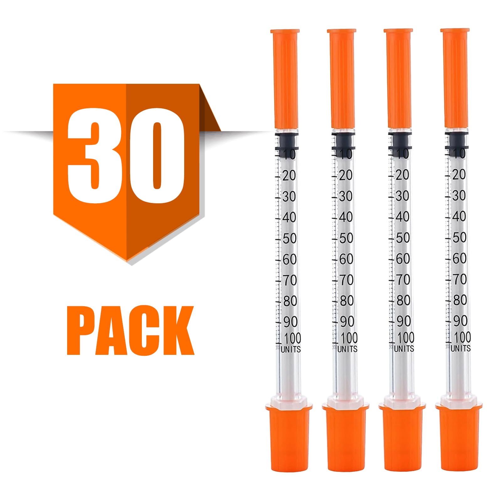 100PACK 1ML Syringe with 30G 1/2" (13mm) Needle, Individually Wrapped Lab Supplies (1CC 30G 1/2"-100PACK)