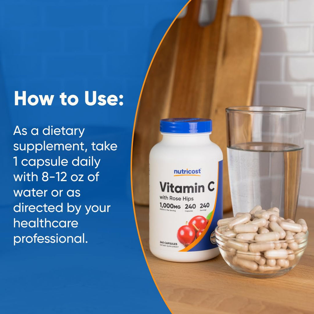 Vitamin C 1000mg, 120-240 count, Premium, Non-GMO, Gluten Free Supplement