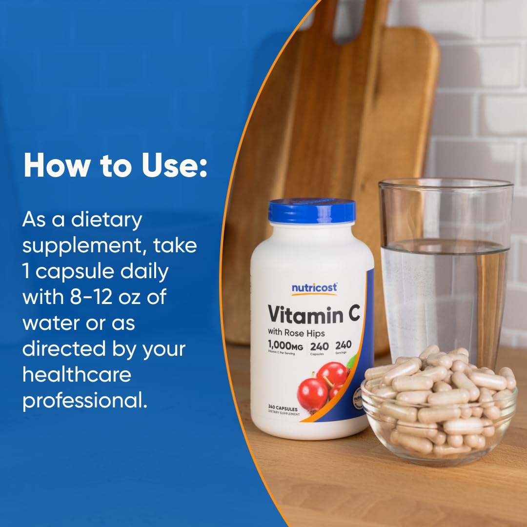 Vitamin C 1000mg, 120-240 count, Premium, Non-GMO, Gluten Free Supplement