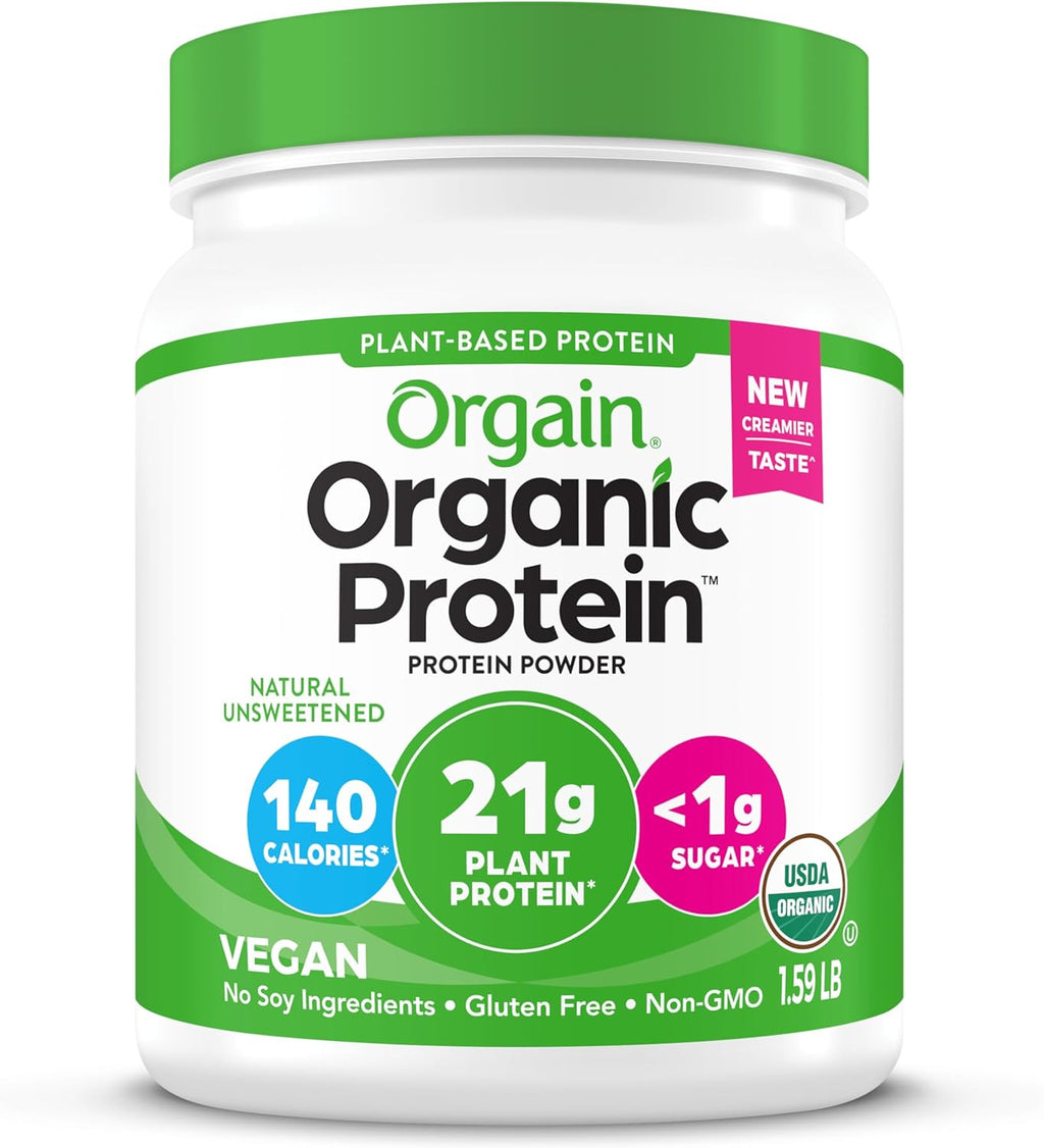 Organic Protein Powder, 21g Plant Protein, No Lactose Ingredients, No Added Sugar