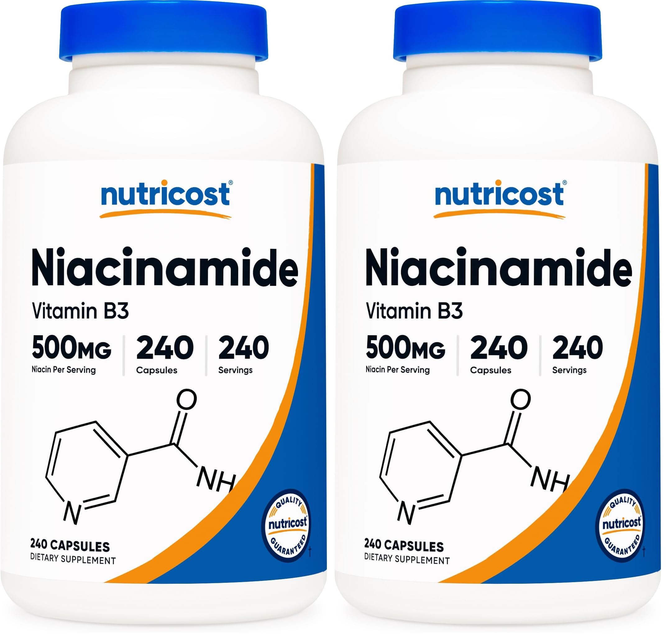 Niacinamide (Vitamin B3) 500mg, 240 Capsules - Non-GMO, Gluten Free