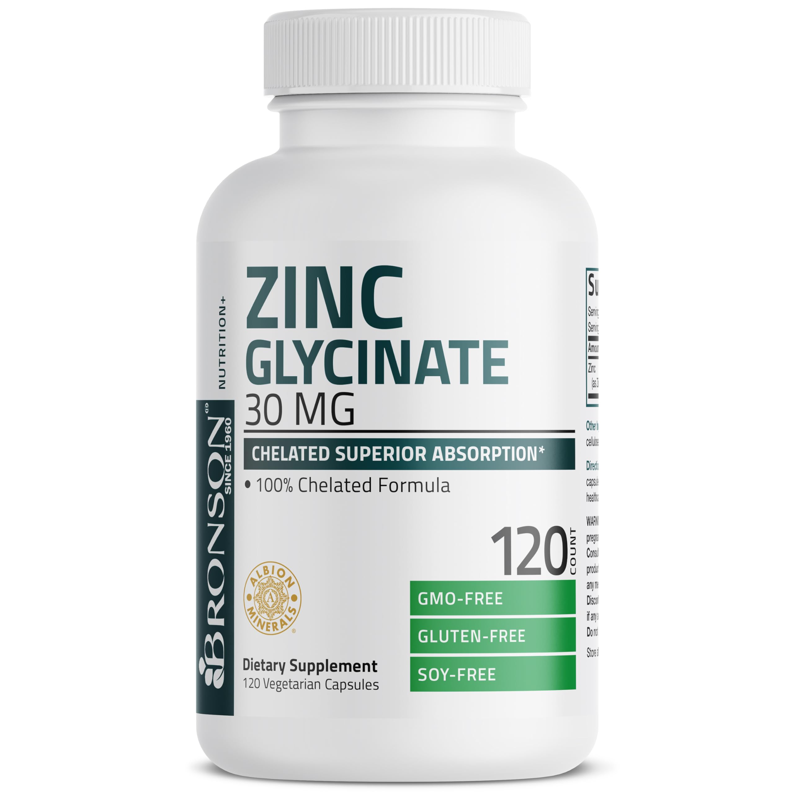Zinc Glycinate 30mg, 240 Vegetarian Capsules