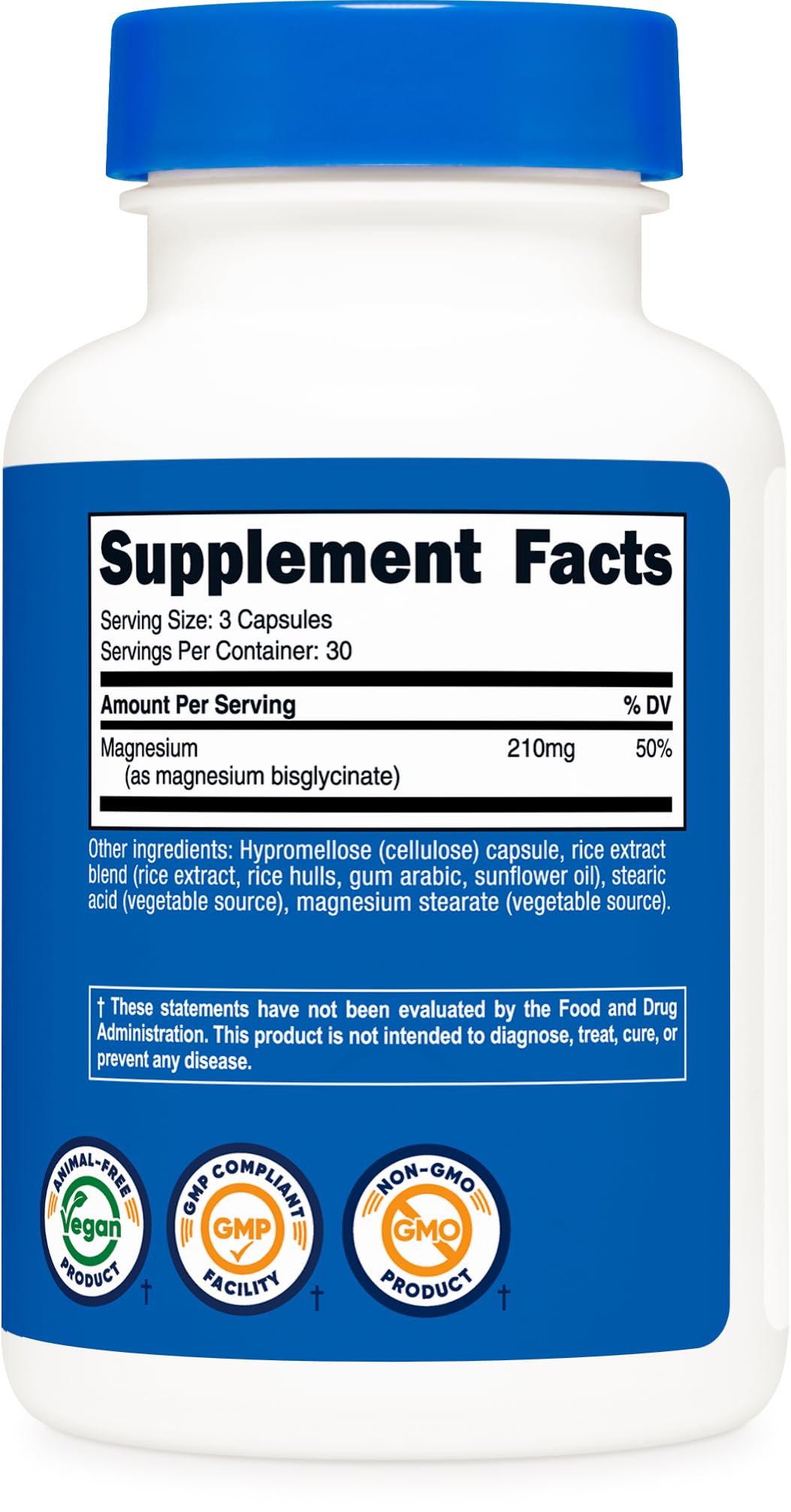 Magnesium Glycinate Capsules (180 Capsules, 210 mg Per Serving)