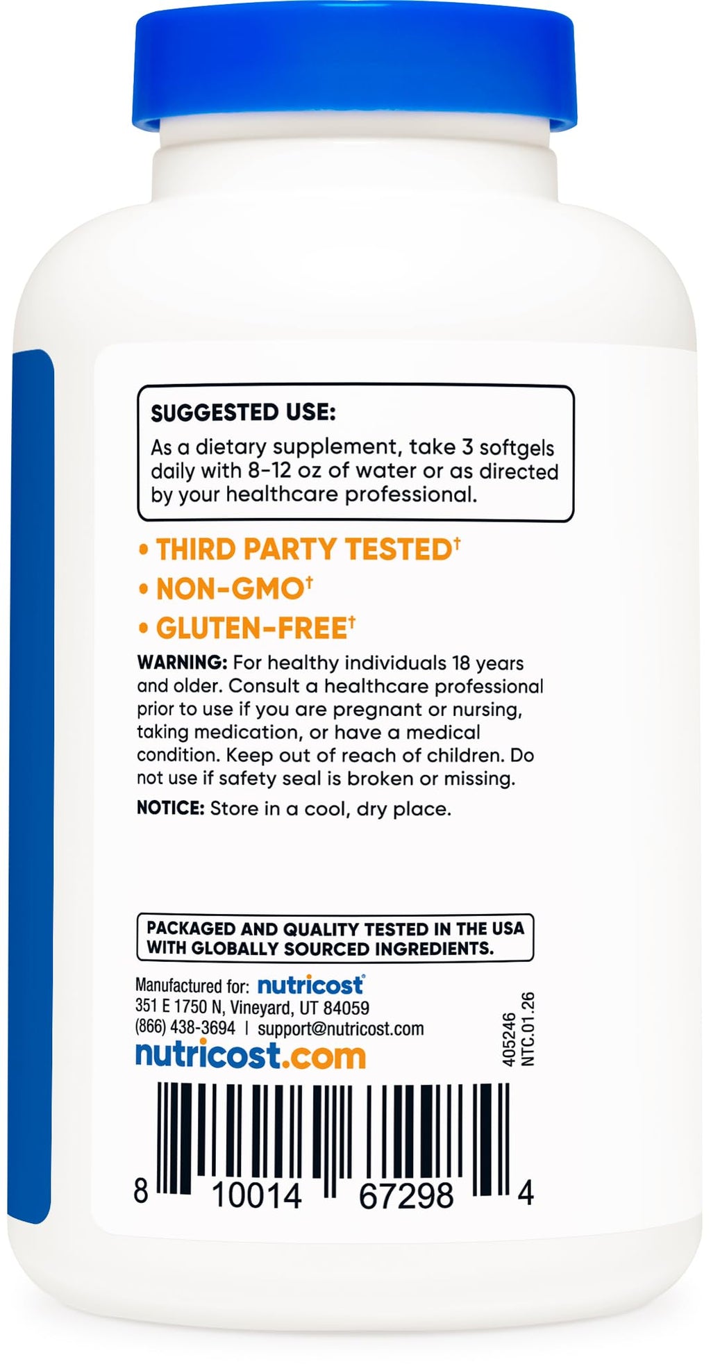 Omega 3 Fish Oil - 2500MG, 120 Sofgels, 1200mg EPA 850mg DHA - Non-GMO, Gluten Free