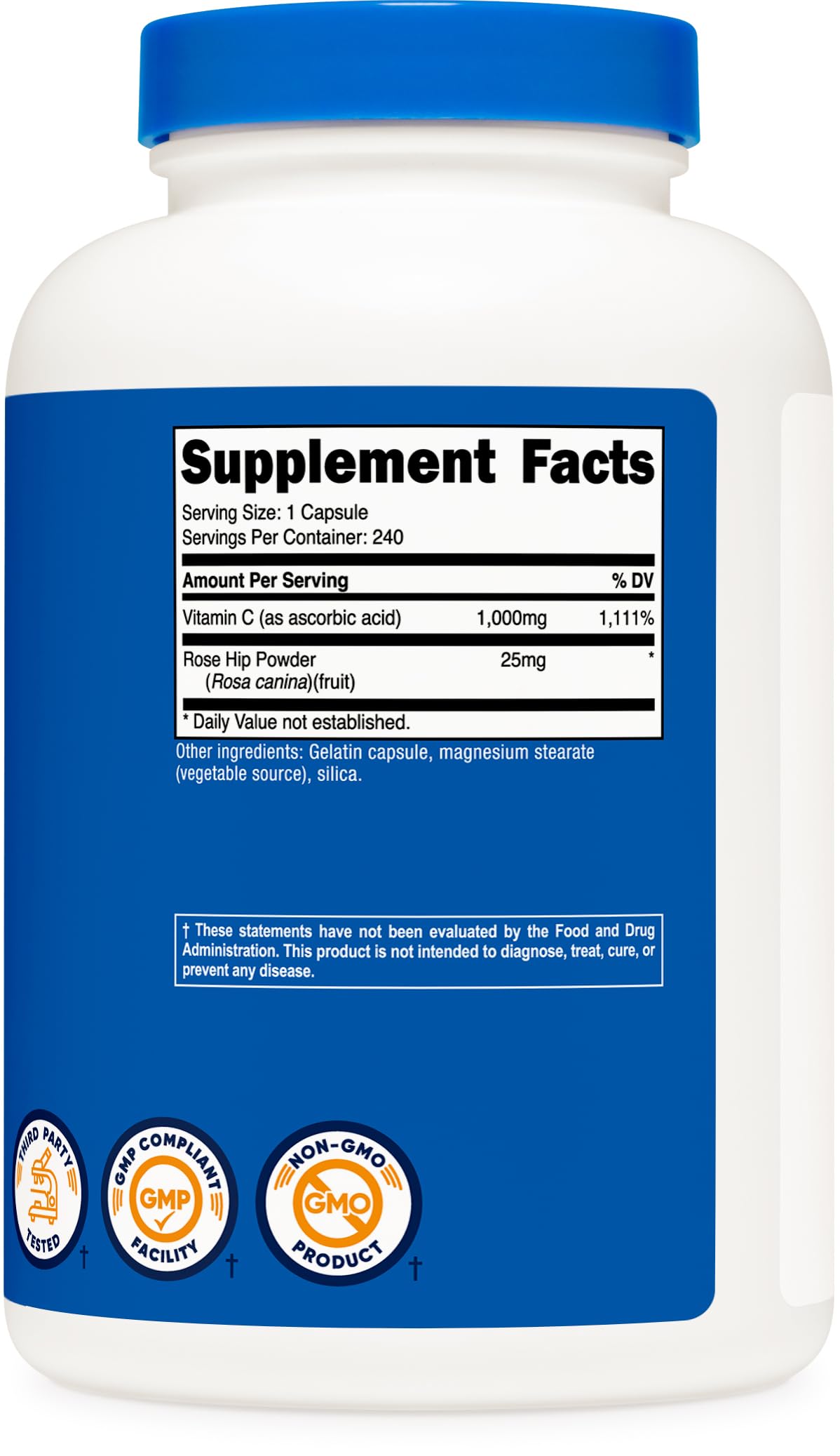 Vitamin C 1000mg, 120-240 count, Premium, Non-GMO, Gluten Free Supplement