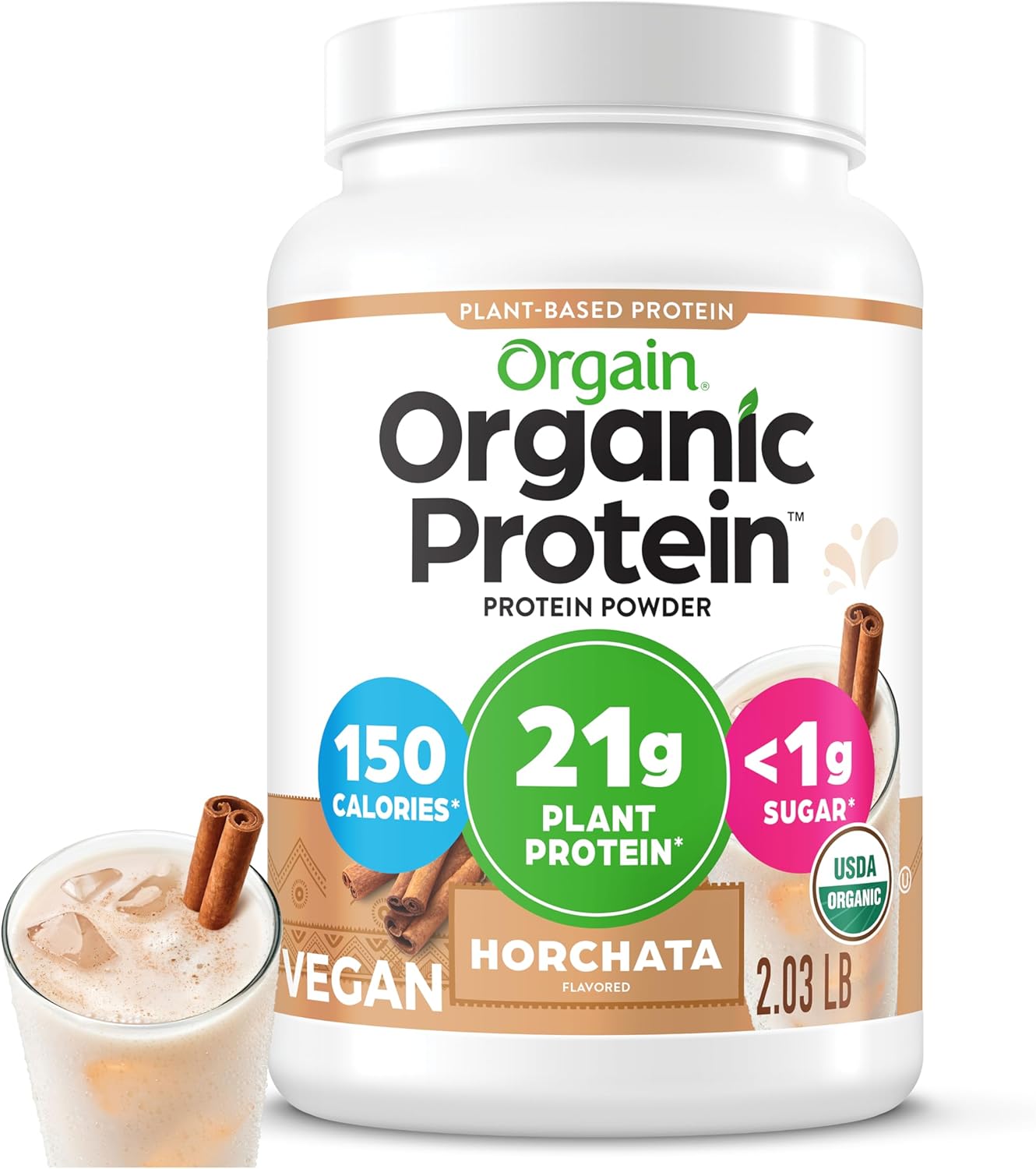 Organic Protein Powder, 21g Plant Protein, No Lactose Ingredients, No Added Sugar