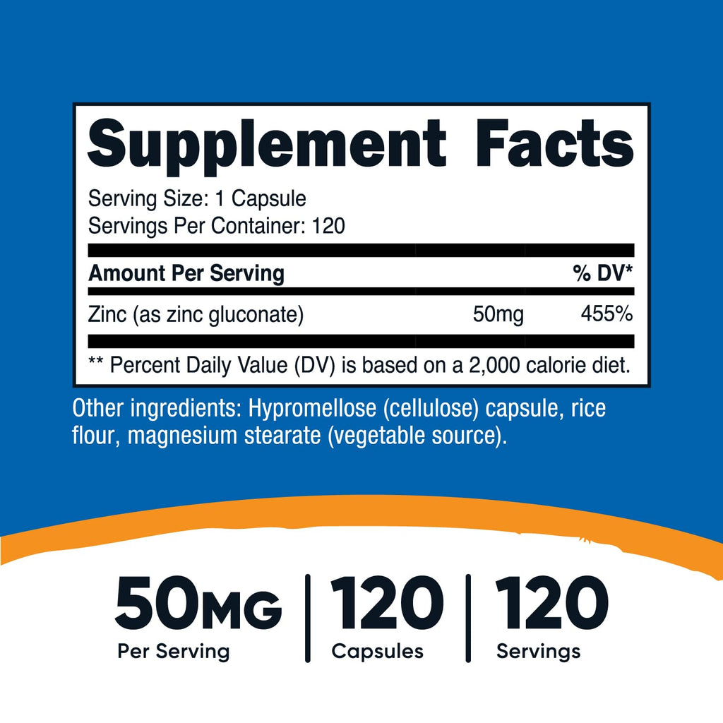 Zinc Gluconate 240 Vegetarian Capsules (50mg)