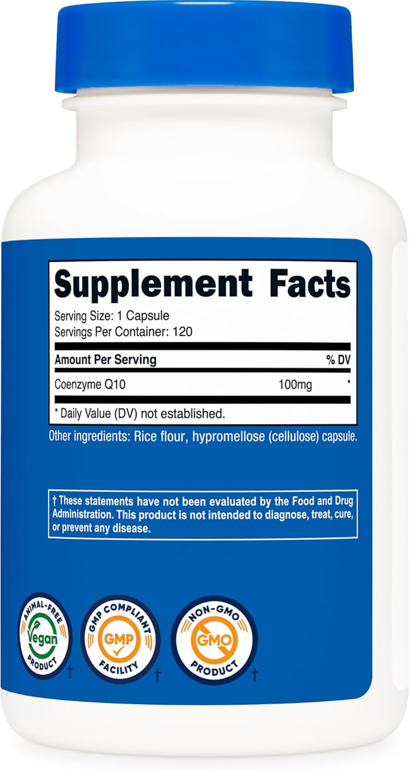 CoQ10 (Coenzyme Q10), 100mg, 120 Vegetarian Capsules - High Absorption, Non-GMO
