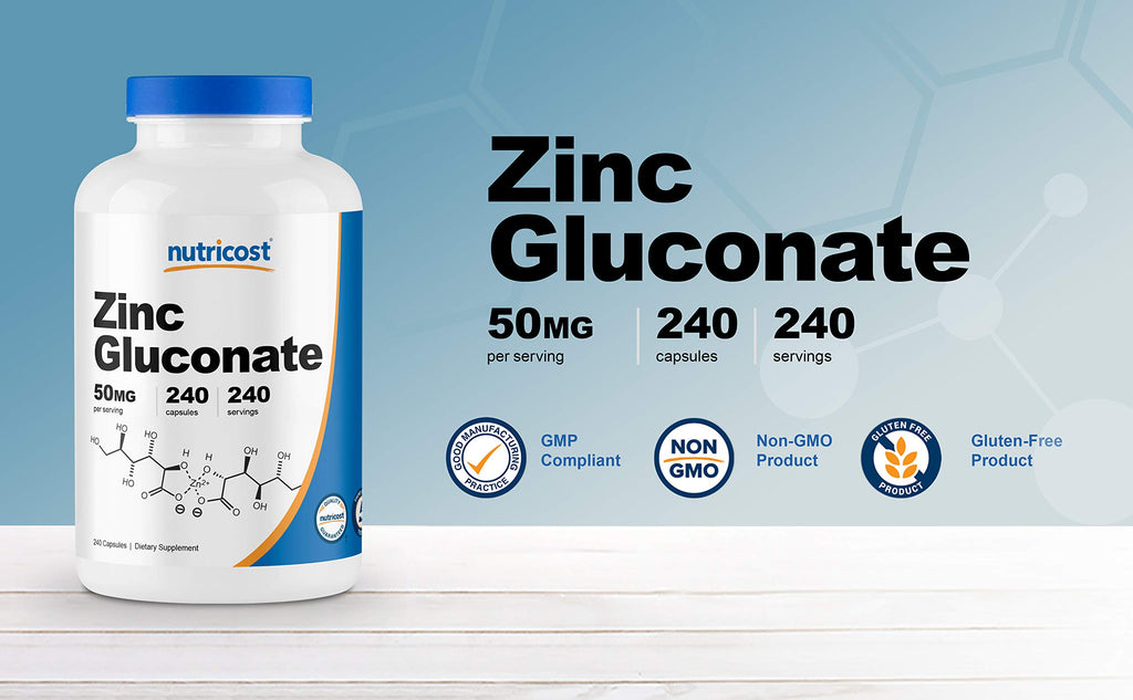 Zinc Gluconate 240 Vegetarian Capsules (50mg)