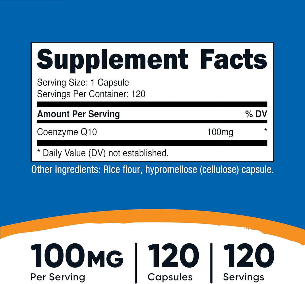 CoQ10 (Coenzyme Q10), 100mg, 120 Vegetarian Capsules - High Absorption, Non-GMO