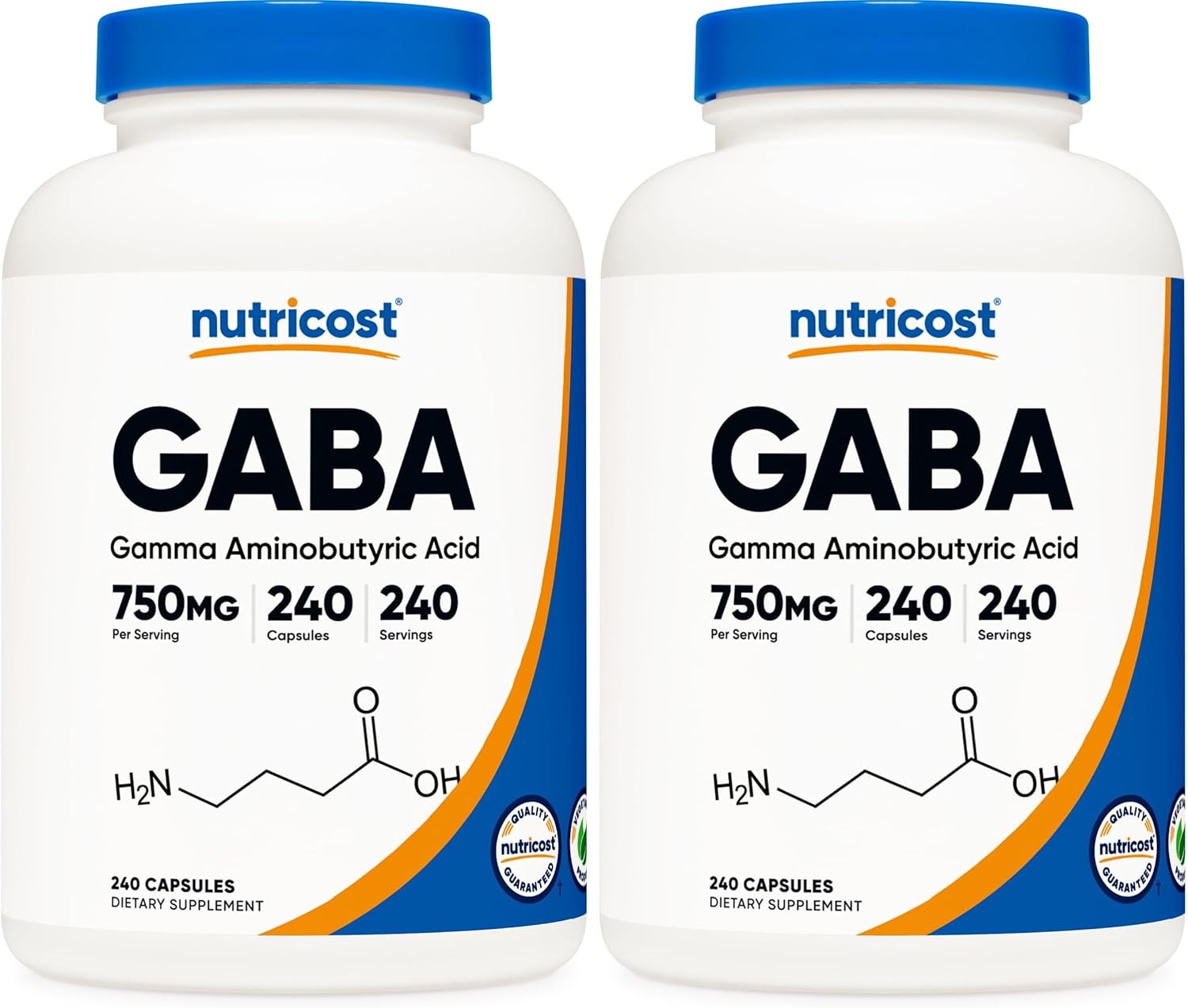 GABA (Gamma Aminobutyric Acid) 750mg, 240 Capsules, 240 Servings - Non-GMO, Gluten Free