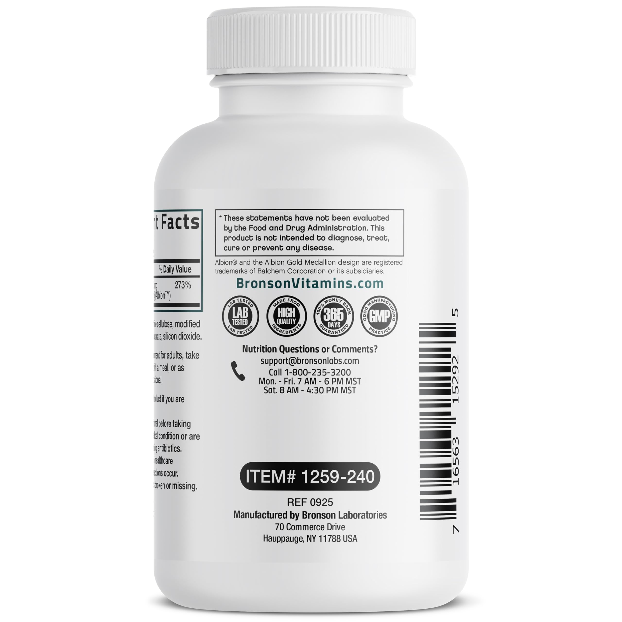 Zinc Glycinate 30mg, 240 Vegetarian Capsules
