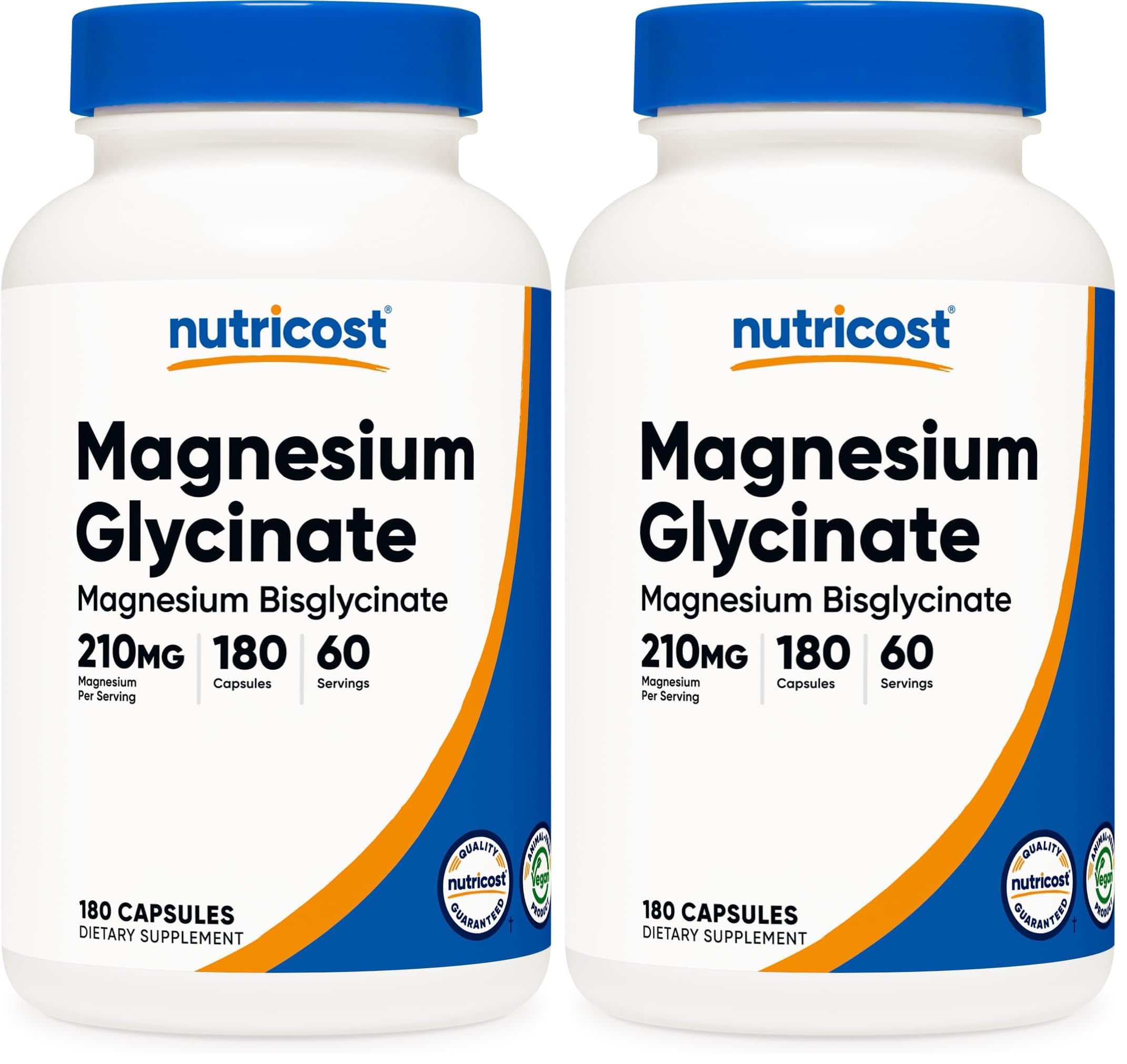 Magnesium Glycinate Capsules (180 Capsules, 210 mg Per Serving)