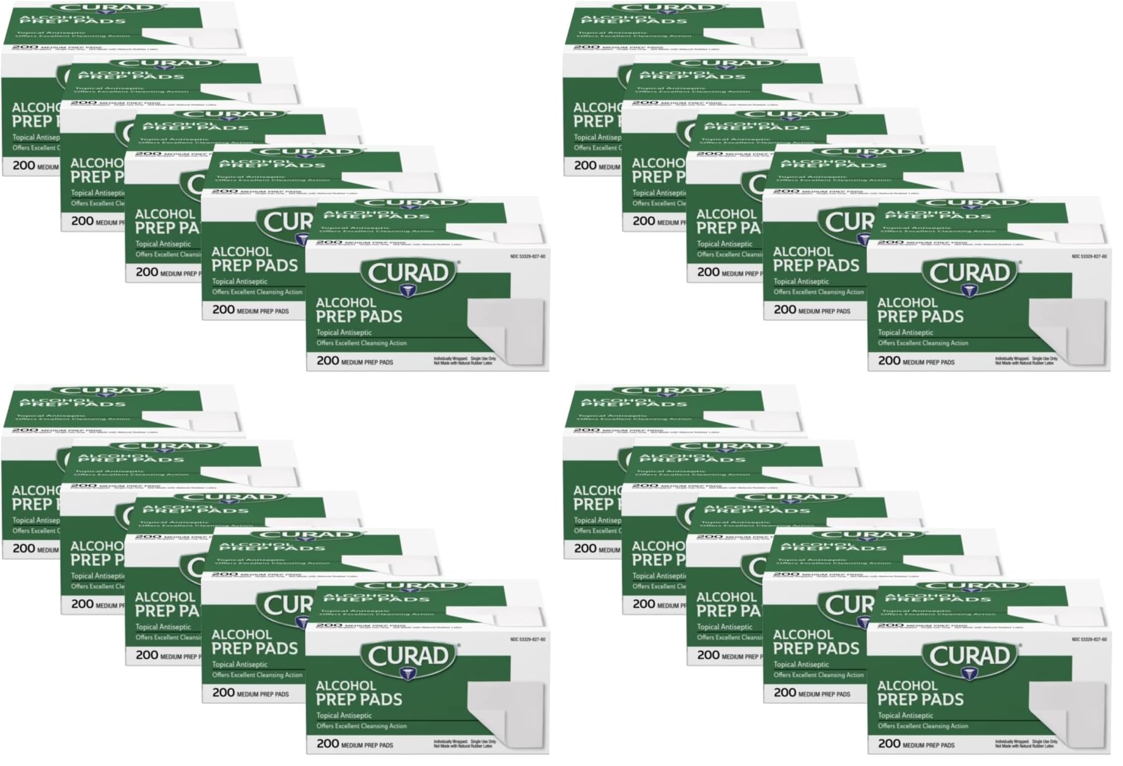 Curad Alcohol Prep Pads, 70% Alcohol, 1000 Count (5 Boxes 200 CT/EA)