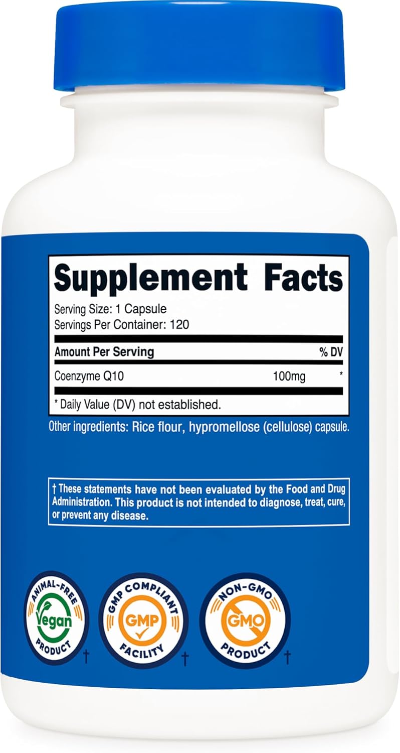 CoQ10 (Coenzyme Q10), 100mg, 120 Vegetarian Capsules - High Absorption, Non-GMO