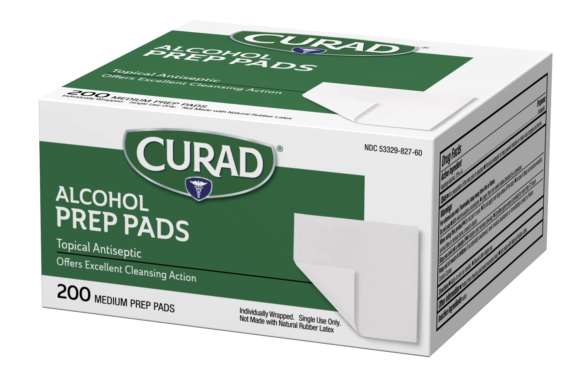 Curad Alcohol Disinfectant Prep Pads, 2-ply, Medium Size, 200 Count