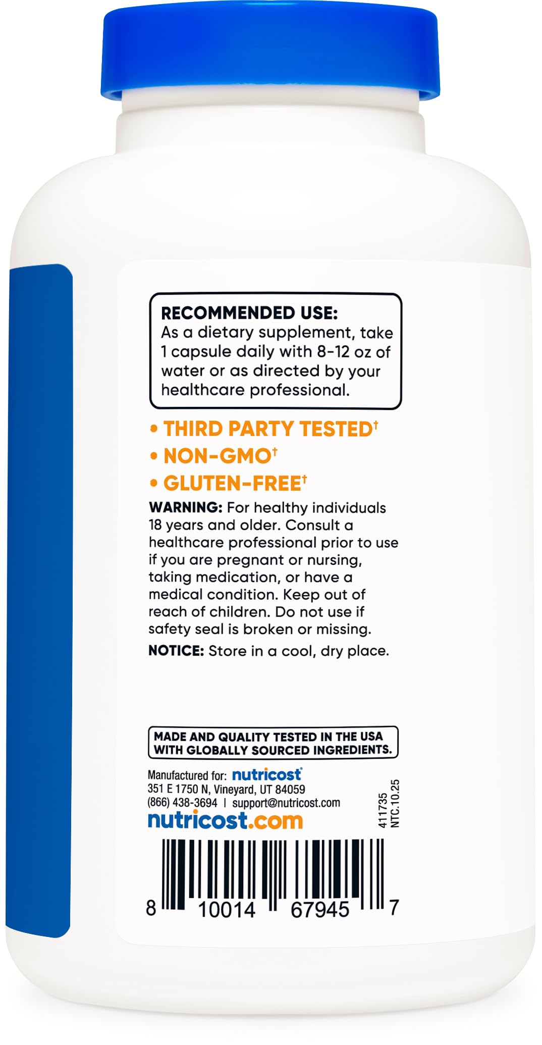 Niacinamide (Vitamin B3) 500mg, 240 Capsules - Non-GMO, Gluten Free