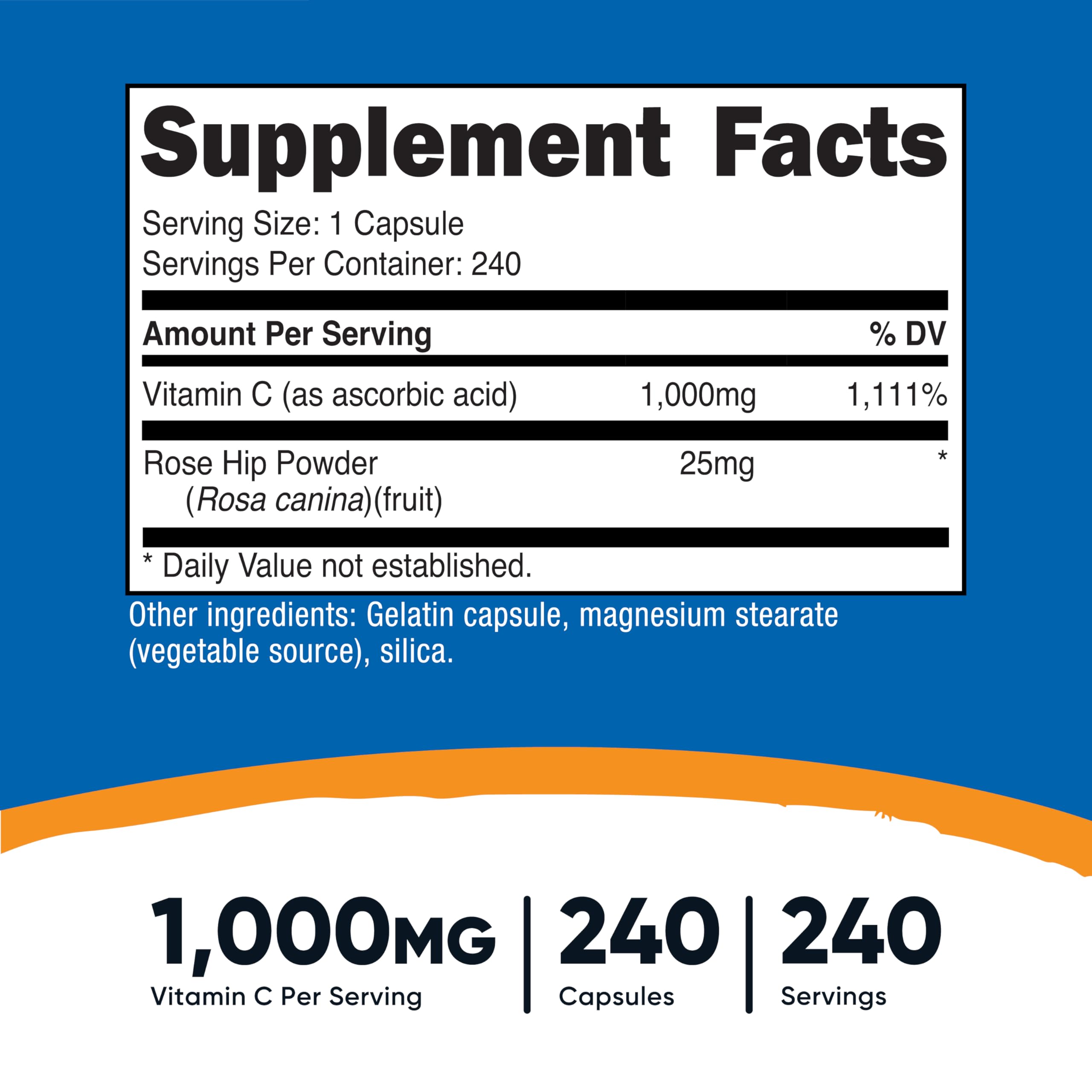 Vitamin C 1000mg, 120-240 count, Premium, Non-GMO, Gluten Free Supplement