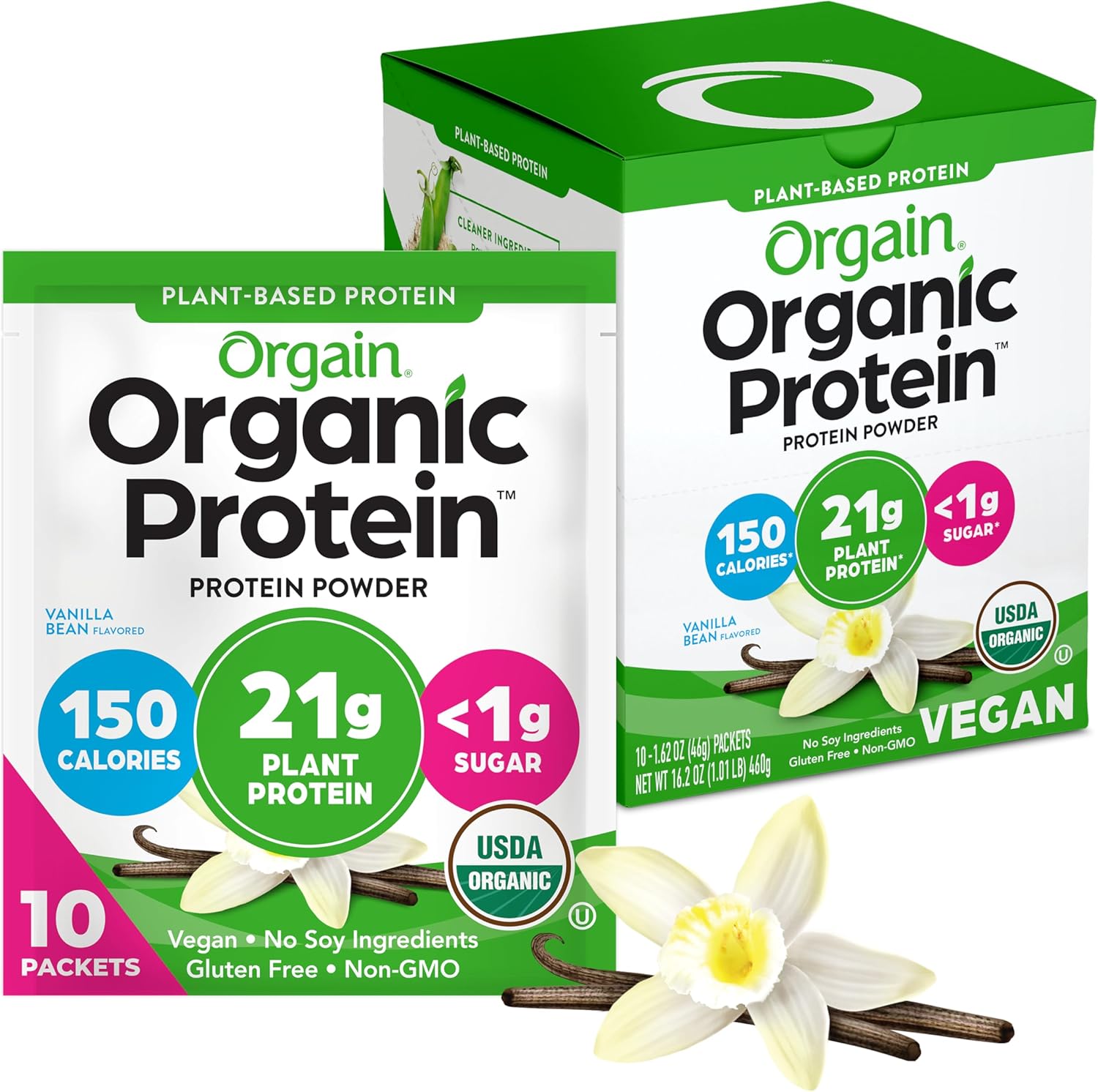 Organic Protein Powder, 21g Plant Protein, No Lactose Ingredients, No Added Sugar