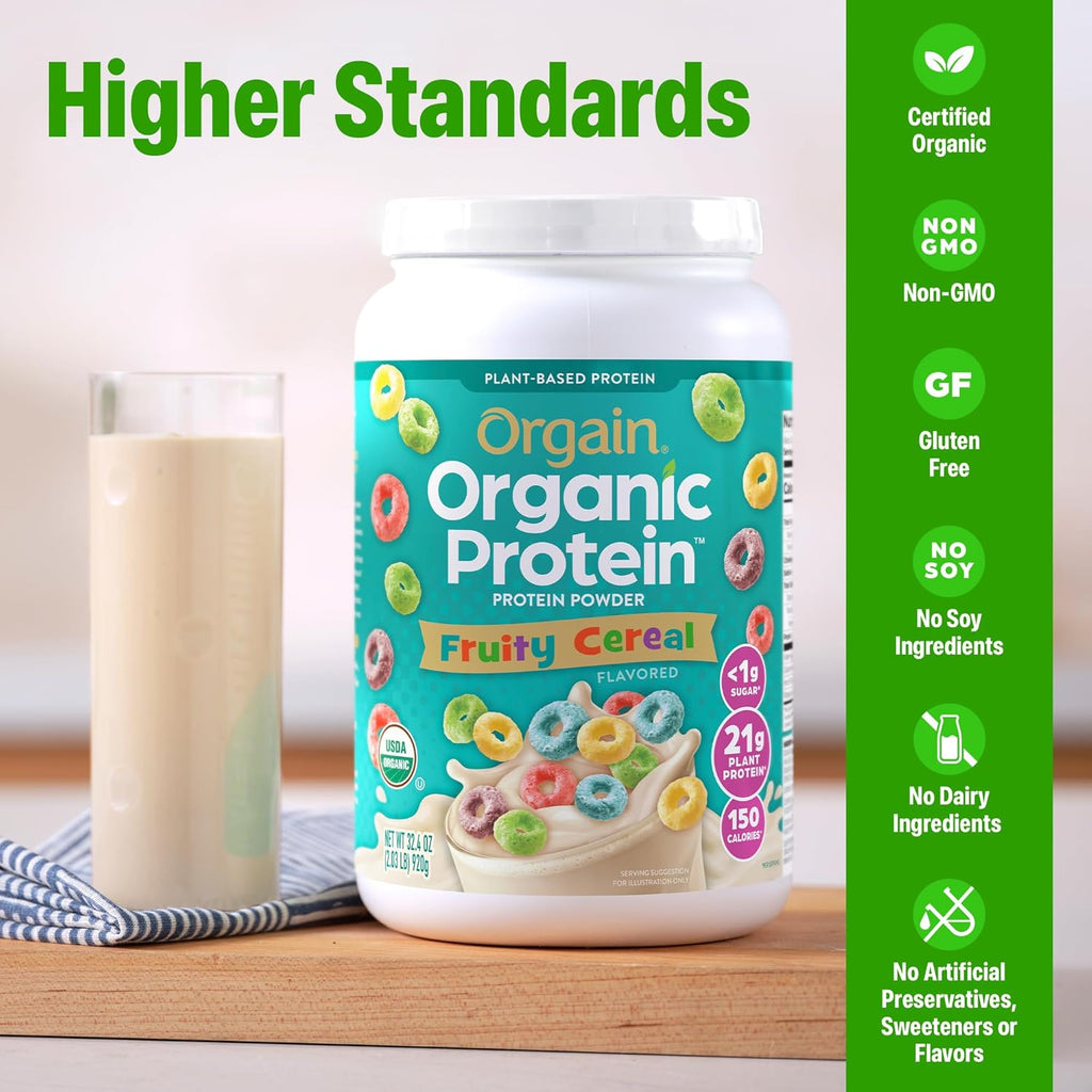 Organic Protein Powder, 21g Plant Protein, No Lactose Ingredients, No Added Sugar