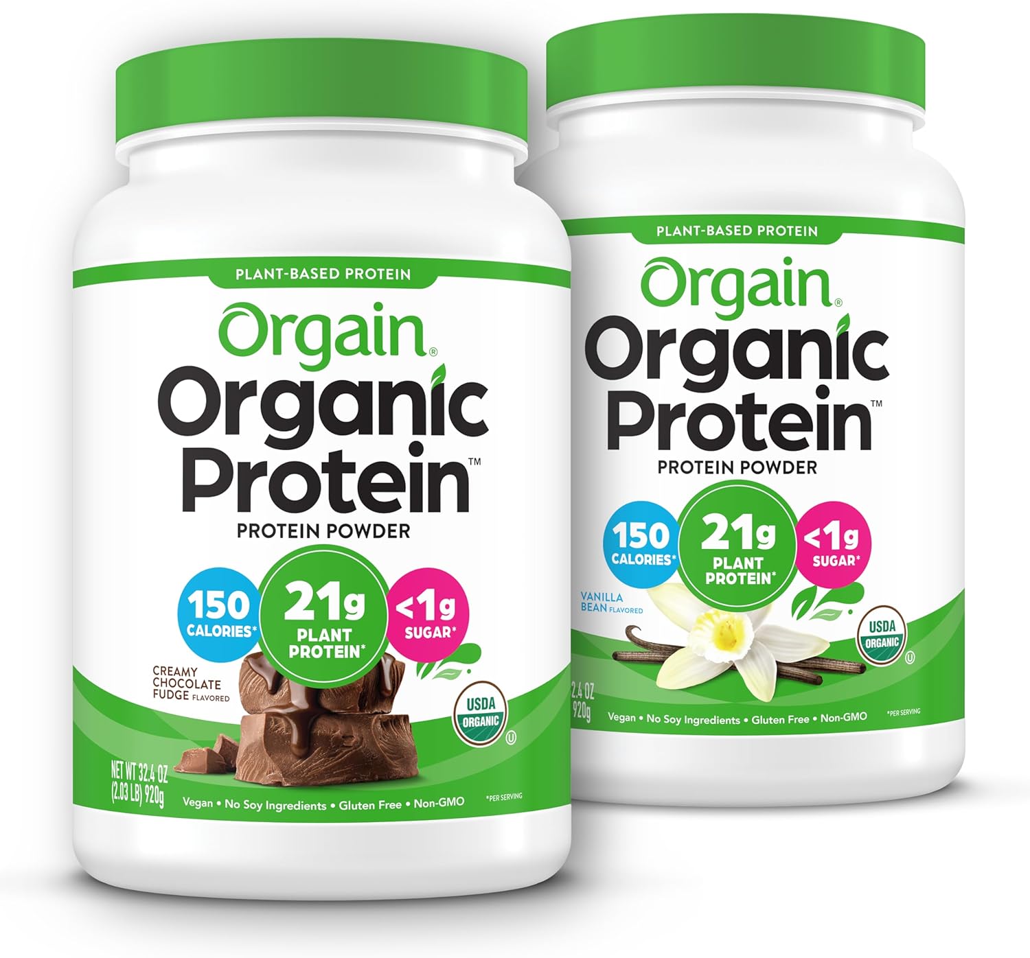Organic Protein Powder, 21g Plant Protein, No Lactose Ingredients, No Added Sugar