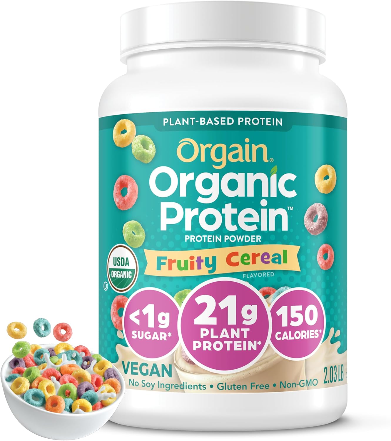 Organic Protein Powder, 21g Plant Protein, No Lactose Ingredients, No Added Sugar