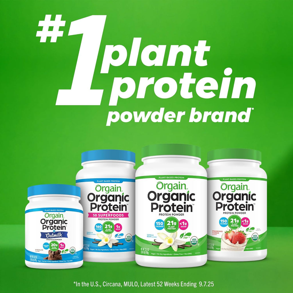 Organic Protein Powder, 21g Plant Protein, No Lactose Ingredients, No Added Sugar