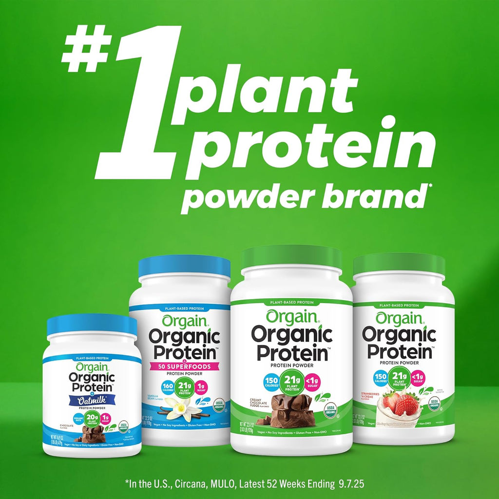 Organic Protein Powder, 21g Plant Protein, No Lactose Ingredients, No Added Sugar