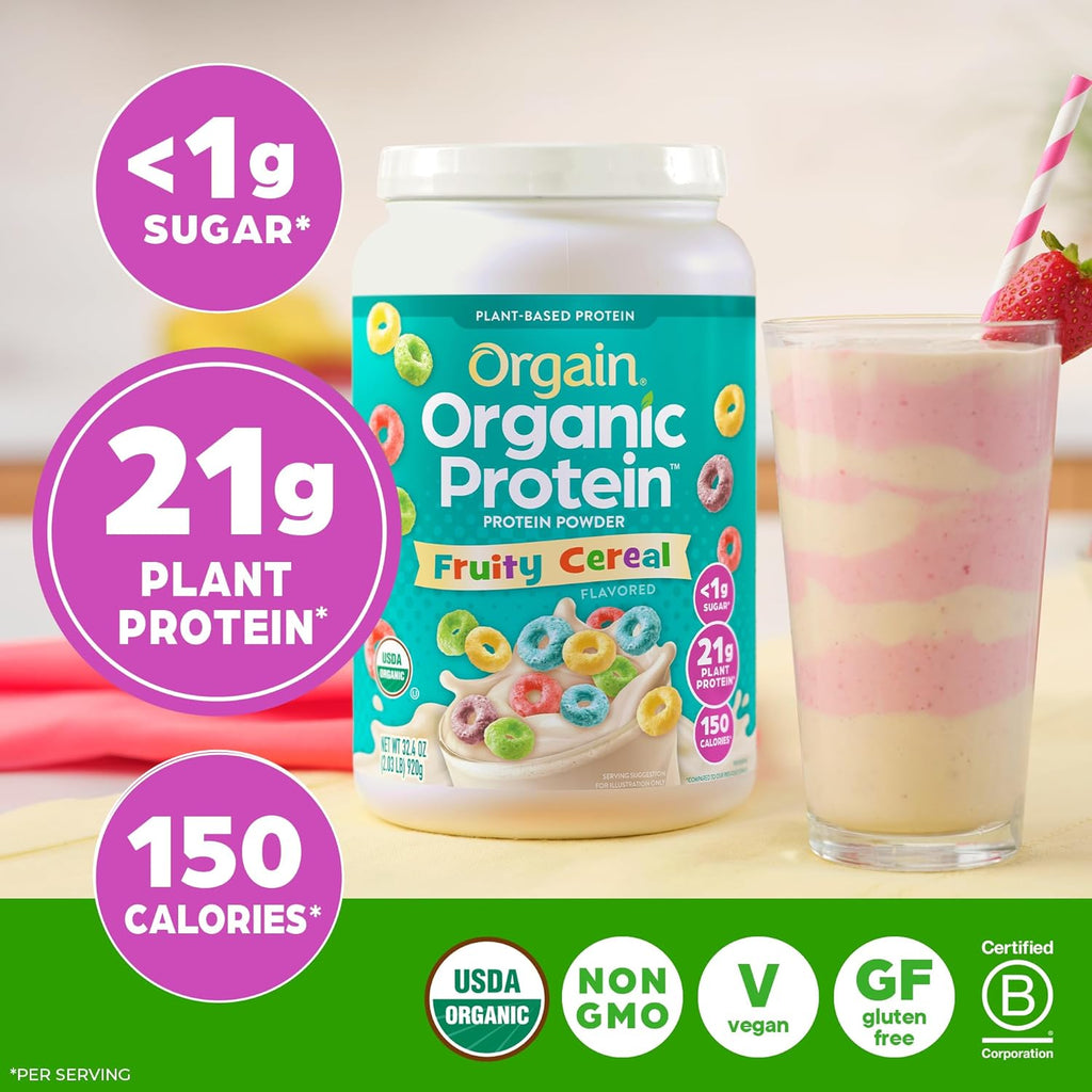 Organic Protein Powder, 21g Plant Protein, No Lactose Ingredients, No Added Sugar