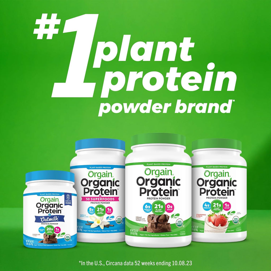 Organic Protein Powder, 21g Plant Protein, No Lactose Ingredients, No Added Sugar