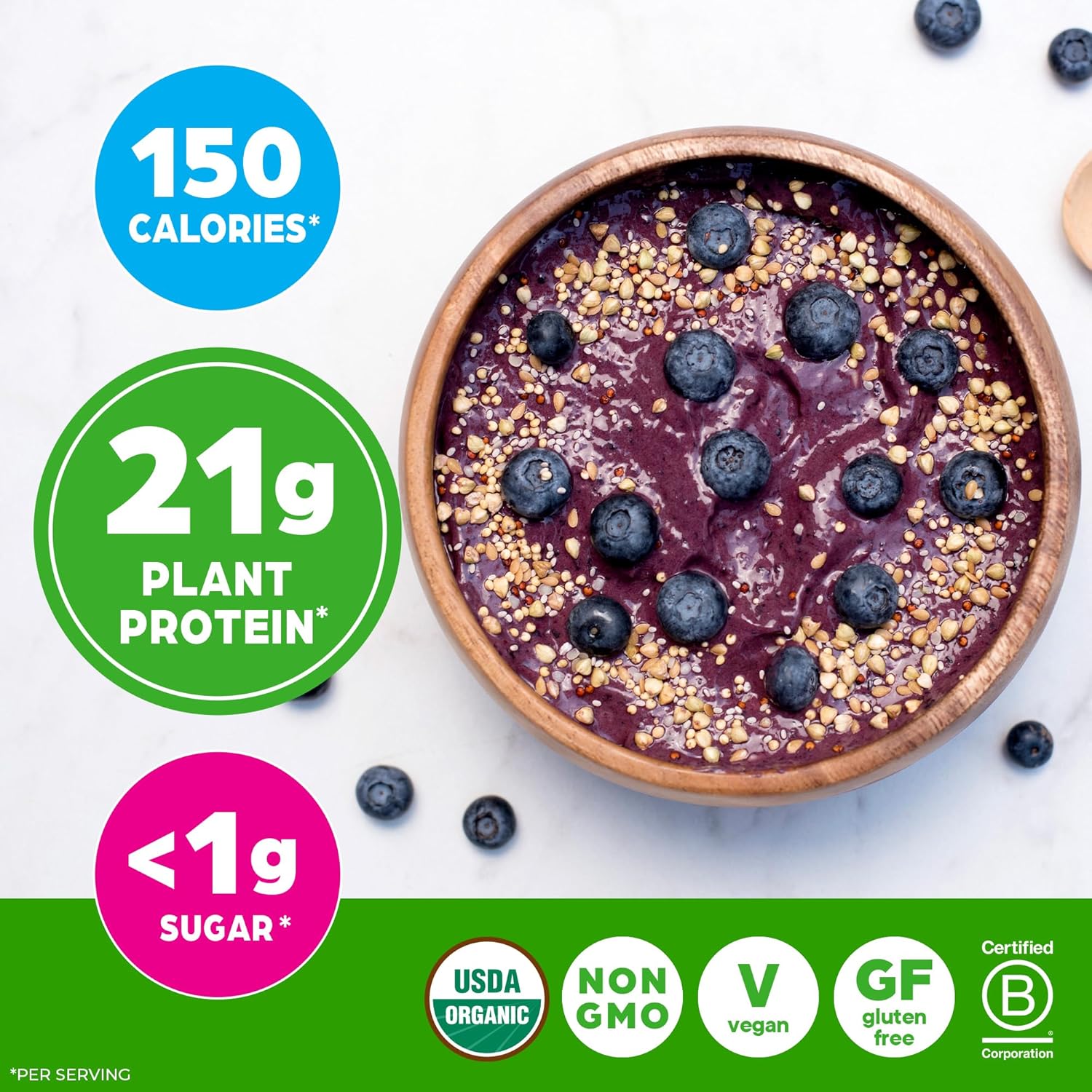Organic Protein Powder, 21g Plant Protein, No Lactose Ingredients, No Added Sugar