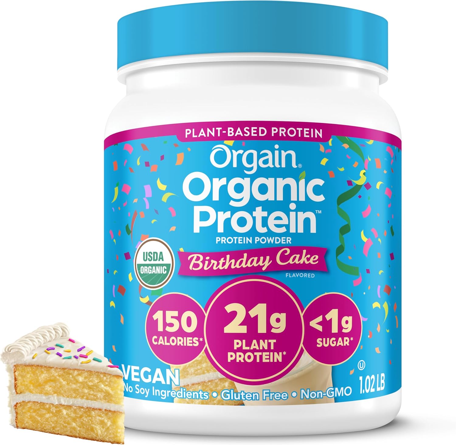 Organic Protein Powder, 21g Plant Protein, No Lactose Ingredients, No Added Sugar