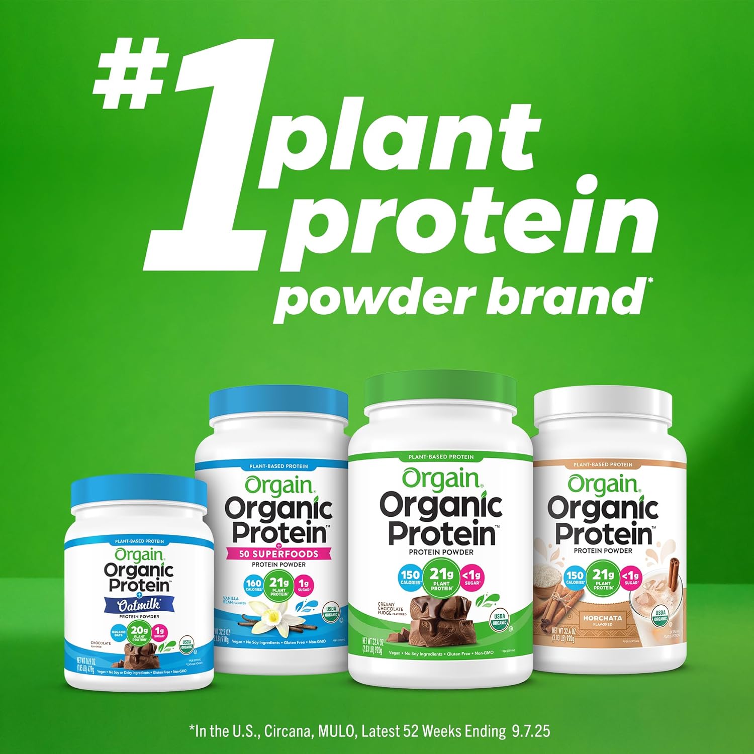 Organic Protein Powder, 21g Plant Protein, No Lactose Ingredients, No Added Sugar